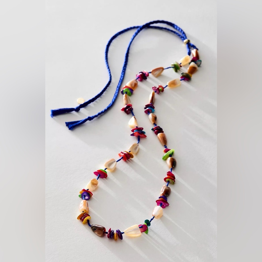 Free People Ariana Ost At The Market Necklace in Blue NEW